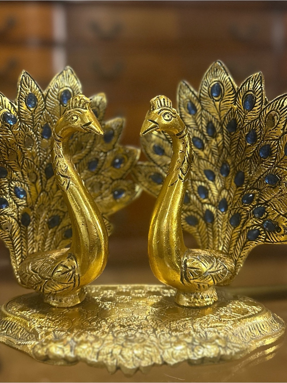 Gold Peacock Figurine Decorative Pair - Home Accents